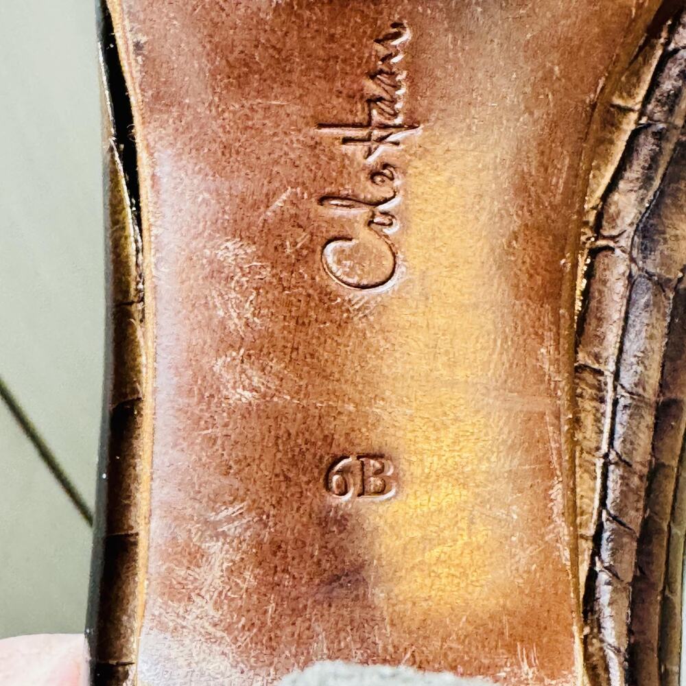 Cole Haan Shoes Womens 6 Brown Snake Embossed Leather Peep Toe Vintage Pumps - Picture 10 of 11